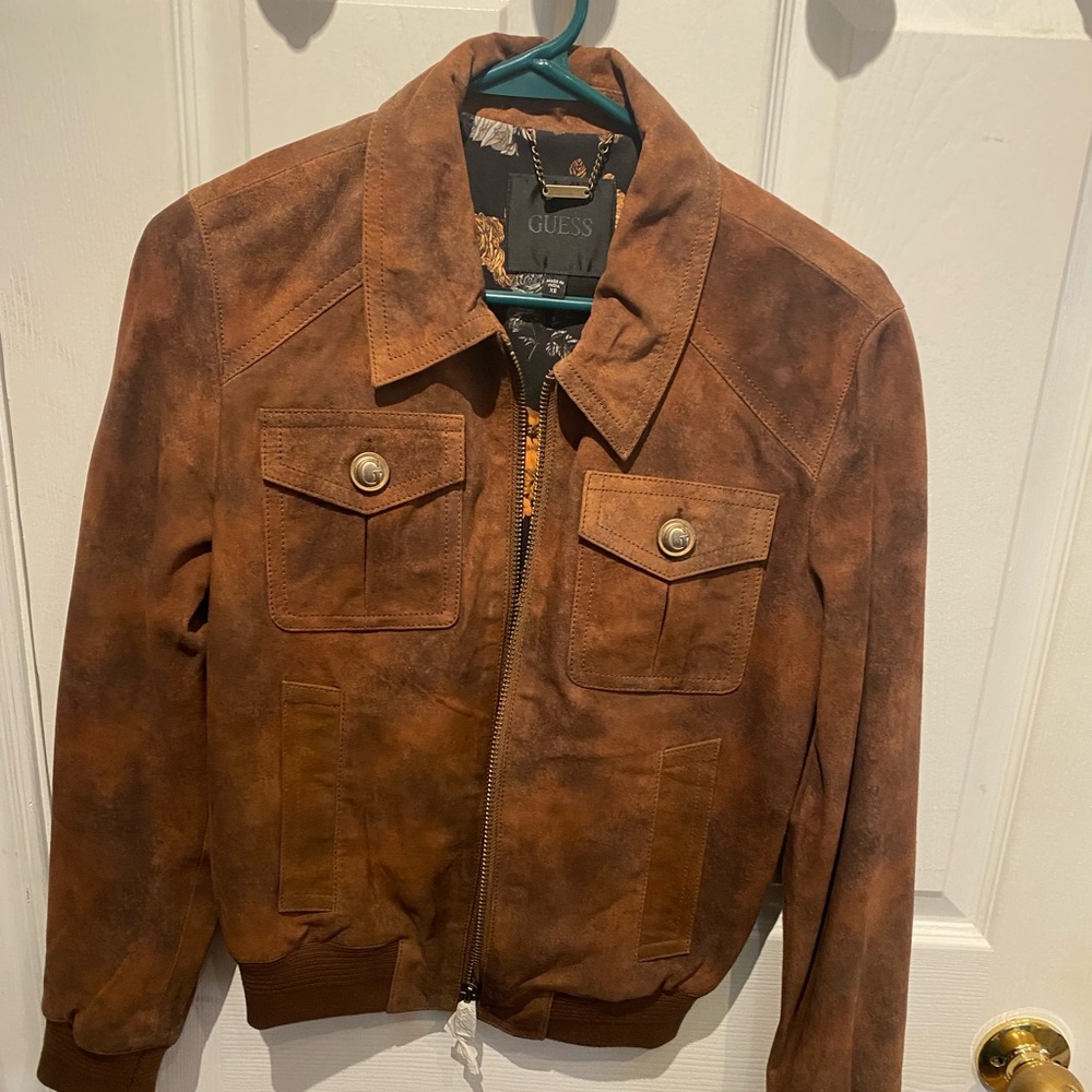 GUESS Woman’s  Brown Suede Bomber Jacket